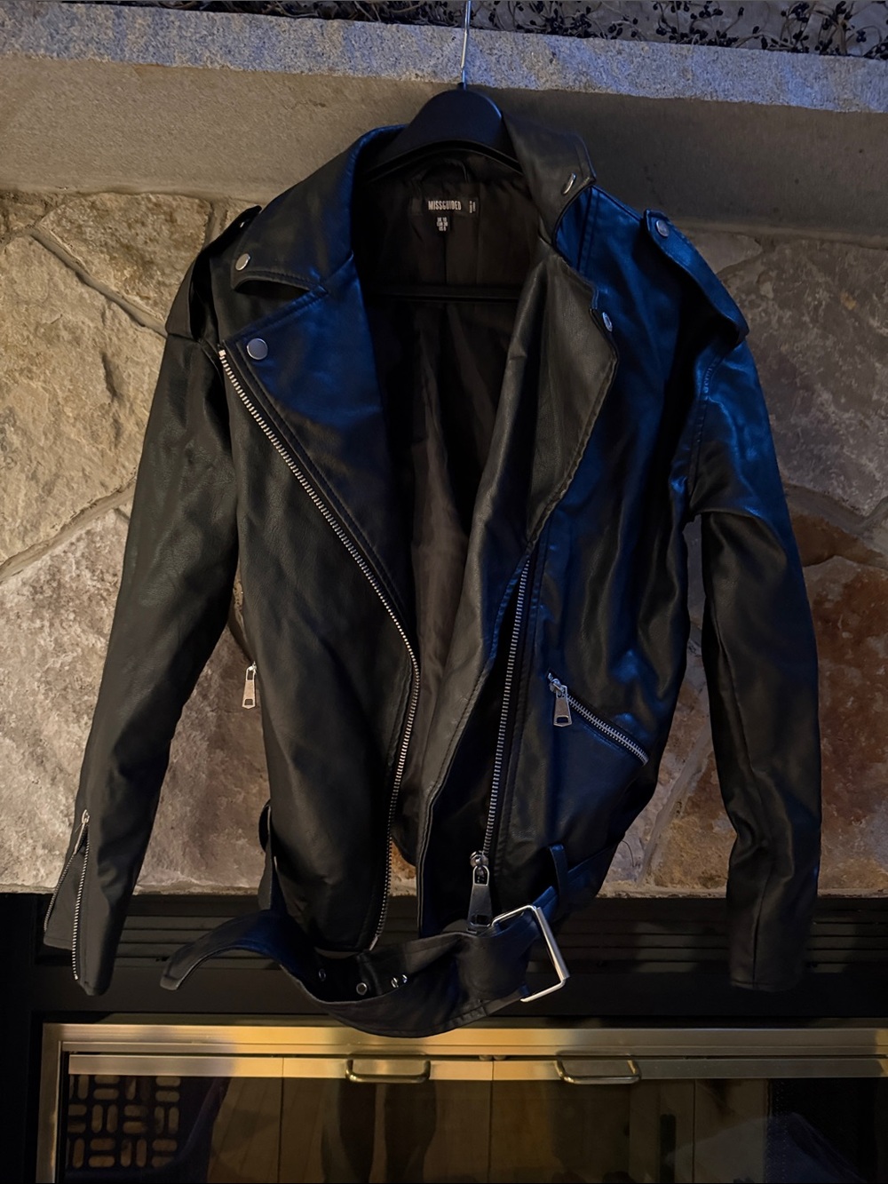 Missguided Black Faux Leather Biker Jacket
